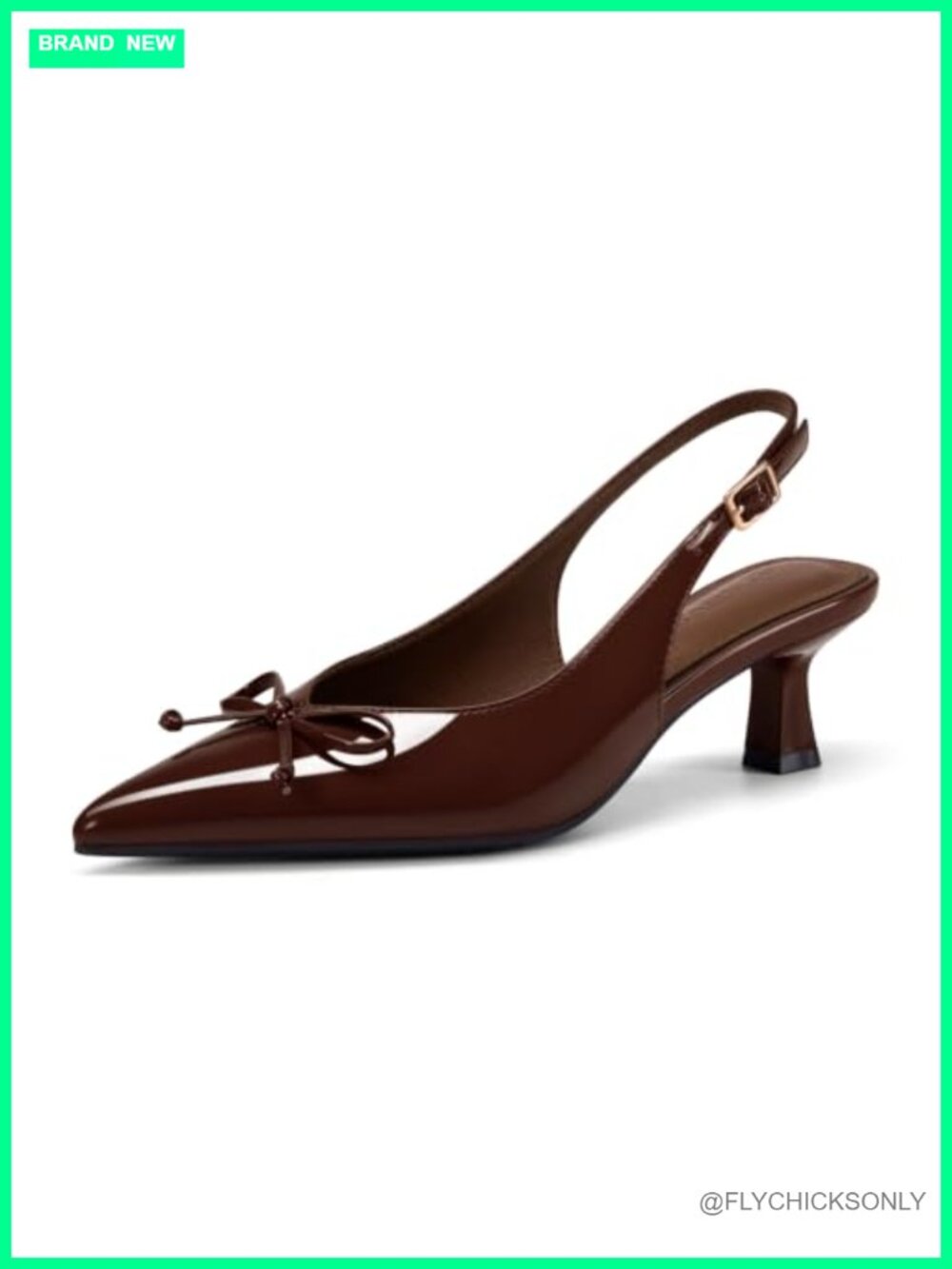 Coutgo Women's Slingback Kitten Low Heels Closed Pointed Toe Bow Tie Pumps